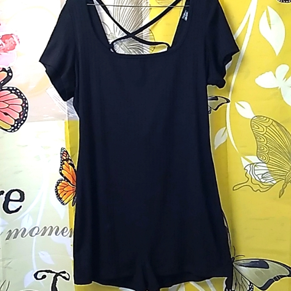 Wild Fable black XXL romper, crisscross back tie NWOT